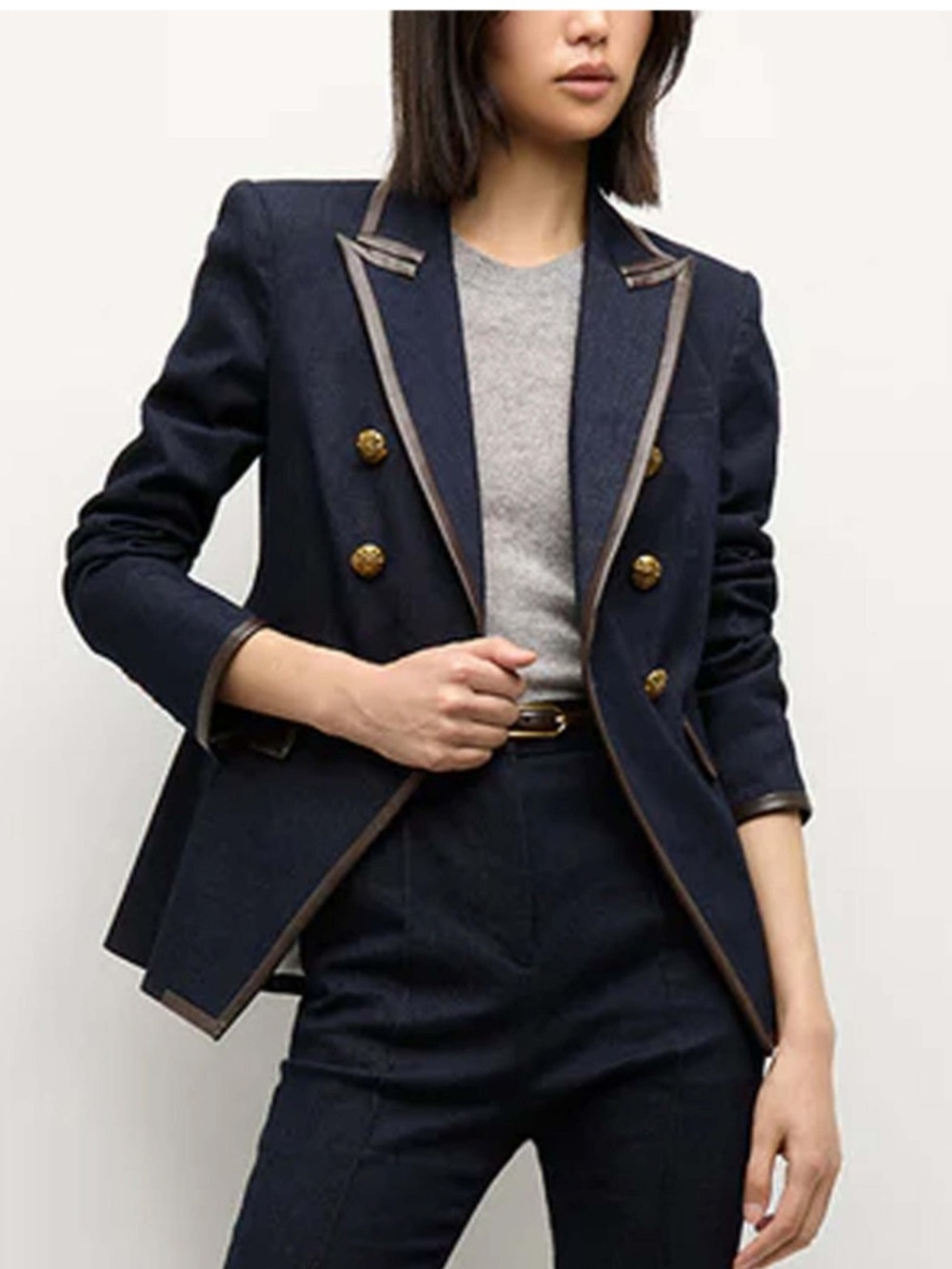 Veronica Beard Miller Denim Dickey Jacket Midnight Wash 10